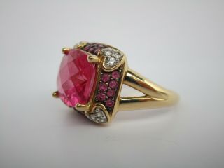 LARGE 14K GOLD RING WITH RUBIES RUBY DIAMONDS COCKTAIL VINTAGE WEARABLE ART 3