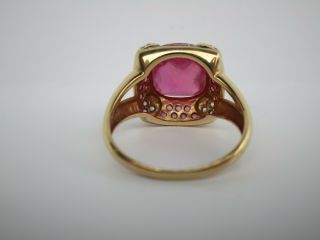 LARGE 14K GOLD RING WITH RUBIES RUBY DIAMONDS COCKTAIL VINTAGE WEARABLE ART 4