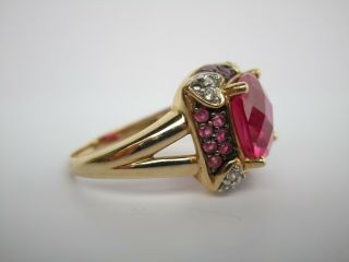 LARGE 14K GOLD RING WITH RUBIES RUBY DIAMONDS COCKTAIL VINTAGE WEARABLE ART 5