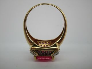 LARGE 14K GOLD RING WITH RUBIES RUBY DIAMONDS COCKTAIL VINTAGE WEARABLE ART 8