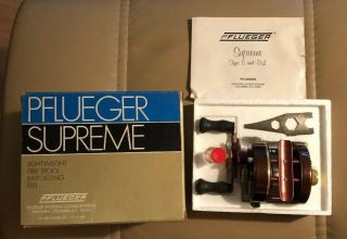 Nos Vintage Pflueger Supreme Model Ck,  Type S,  High Speed Fishing Reel Very Rare