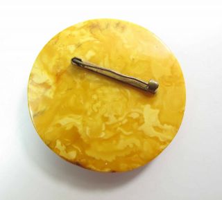 Antique 2 1/4 - Inch Diameter Egg Yolk Baltic Amber Brooch / Pin 20.  8 Grams 6