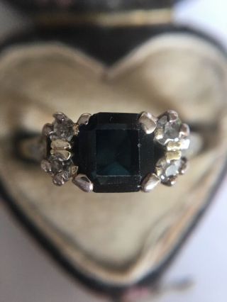 Vintage Antique Sapphire And Diamond 18ct Yellow Gold Pretty Shoulders Ring