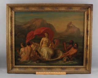 18thc Antique Old Master Oil Painting Rape Of Europa Classical Nude Women & Men