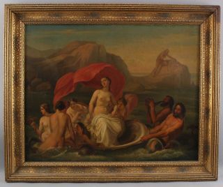 18thC Antique Old Master Oil Painting Rape of Europa Classical Nude Women & Men 2