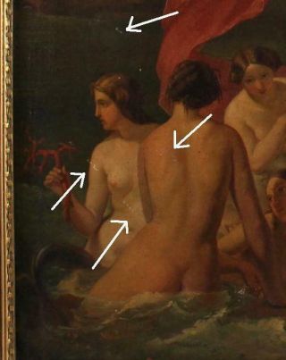 18thC Antique Old Master Oil Painting Rape of Europa Classical Nude Women & Men 7