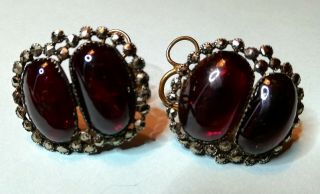 A Queen Anne Silver,  Garnet And Iron Pyrites Earrings.  1700 