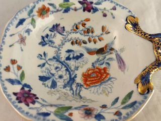 Davenport Stone China Flying Bird w/Tree Bon - Bon Sweetmeat Dish Circa 1819 - 1864 4