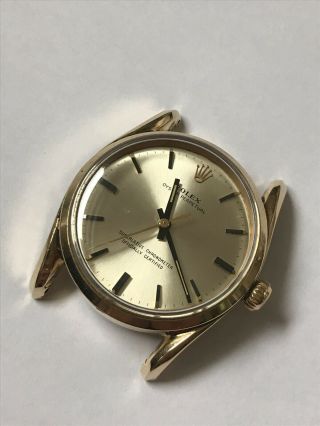 Rolex Oyster Perpetual Ref 1010 Rare Vintage 14k Gold Case 34mm
