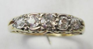 Fine Antique Victorian 18ct Gold Five Stone Old Mine Cut Diamond 0.  65ct Ring