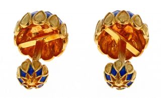 Vintage David Webb Blue Enamel 18K Yellow Gold Umbrella Shape Cufflinks 17.  8g 4