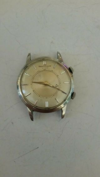 Vintage Jaeger - lecoultre Jumbo stainless mens watch no date running 2