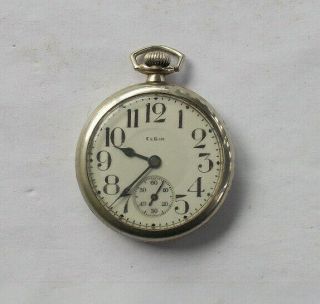 Rare Vintage 2 " Elgin Wind Up Pocket Watch 15 Jewels Great Shape Look Nr