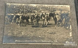 Ww1 Cef Postcard 4th Canadian Division Sports Dominion Day 1916 Horses (17588)