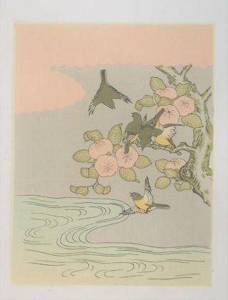 Sparrows,  Japanese Woodblock Print Suzuki Harunobu