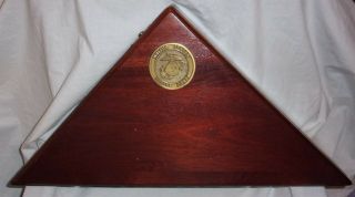United States Marine Corps.  Folded Flag Lined Wood Case Has Place For A Metal.