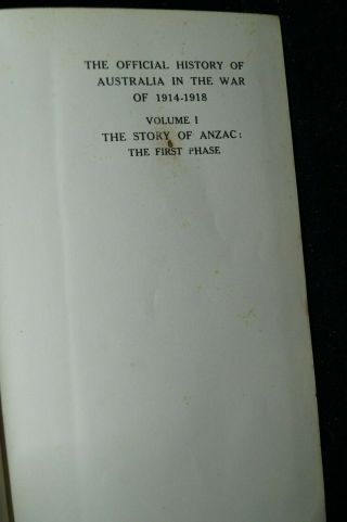 Ww1 Australia Afc The Official History Vol 1 In The War Reference Book
