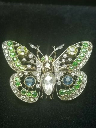 Vintage 5.  79ct.  Diamond Plus Other Gemstones Mourning Butterfly