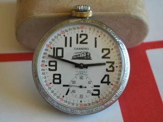 Vintage Swiss Camero Railroad 17j Pocket Watch W/6497 Movement