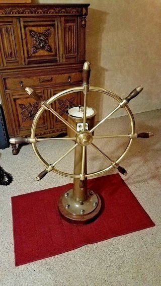Vintage Maritime Brass Steering Wheel Antique Nautical Steering Helms Wheel