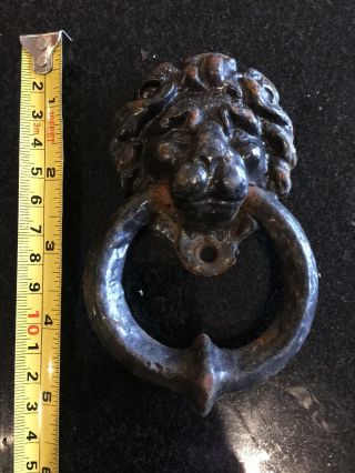 Vintage Antique Lion Head Solid Cast Iron Door Knocker