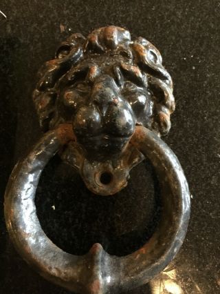Vintage Antique Lion Head Solid Cast Iron Door Knocker 2
