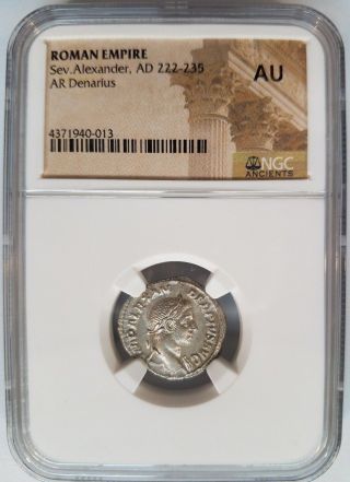 Severus Alexander Roman Empire Ad 222 - 235 Ngc Au Ancient Caesar Silver Denarius