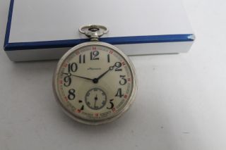 Vintage Old Soviet Russian Molnija Molnia Frigate Silver Plated Pocket Watch. 2