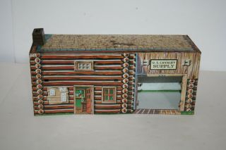 Vintage Marx Fort Apache U.  S.  Cavalry Supply Tin Litho Building With Chimney