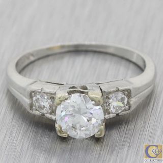 1930s Antique Art Deco Platinum.  65ctw Diamond Engagement Ring A8