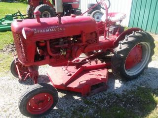 vintage antique 1950 farmall cub tractor @ belly mower 2