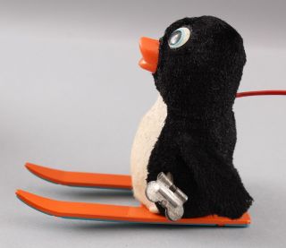 1950s Vintage Skiing Penguin on Leash Japanese Alps Wind - Up Toy, 4