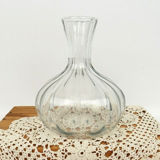 Antique Crystal Hand Blown Water Carafe Ribbed Scallop Panel Design Pontil