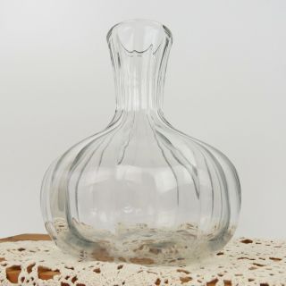 Antique Crystal Hand Blown Water Carafe Ribbed Scallop Panel Design Pontil 3