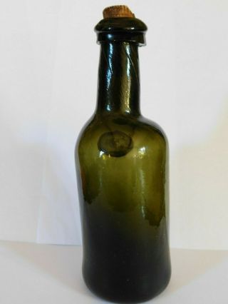 Small QUARTER SIZE ANTIQUE c1791 BLACK GLASS SEAL WINE BOTTLE 12