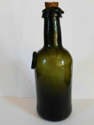 Small QUARTER SIZE ANTIQUE c1791 BLACK GLASS SEAL WINE BOTTLE 2