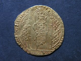 Medieval Gold Franc Charles V 1364 - 1380 Large Coin Ancient Crusader Cross Sword 10