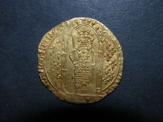 Medieval Gold Franc Charles V 1364 - 1380 Large Coin Ancient Crusader Cross Sword 12