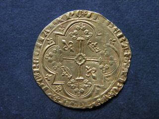 Medieval Gold Franc Charles V 1364 - 1380 Large Coin Ancient Crusader Cross Sword 8
