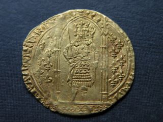 Medieval Gold Franc Charles V 1364 - 1380 Large Coin Ancient Crusader Cross Sword 9