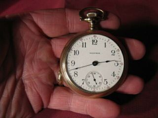 Antique 18s 15j American Waltham Pocket Watch W 20 Year Gf Case / Running