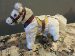 Vintage Germany Putz Pony Carved Wood Mohair Fur Covered Horse Glass Eyes Cute