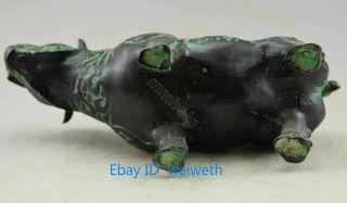 Collectible Old Chinese Bronze Handwork Carved Rhinoceros Statue 4