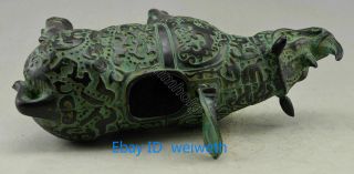 Collectible Old Chinese Bronze Handwork Carved Rhinoceros Statue 5