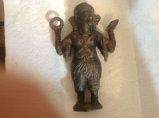 Antique/ancient " Ganesh " Heavy - Bronze - Elephant God - Statue 8 1/4 " Hindu