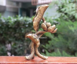 Chinese Bronze Handwork Lotus Flower Leaf Incense Support Reverse Flow Censer