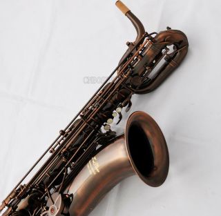 Professional Red Antique Baritone saxophone TaiShan Bari Sax Engraved bell 2