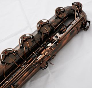 Professional Red Antique Baritone saxophone TaiShan Bari Sax Engraved bell 4
