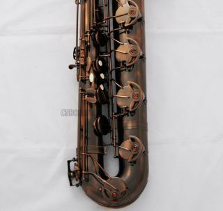 Professional Red Antique Baritone saxophone TaiShan Bari Sax Engraved bell 5