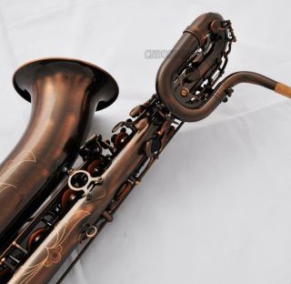 Professional Red Antique Baritone saxophone TaiShan Bari Sax Engraved bell 7